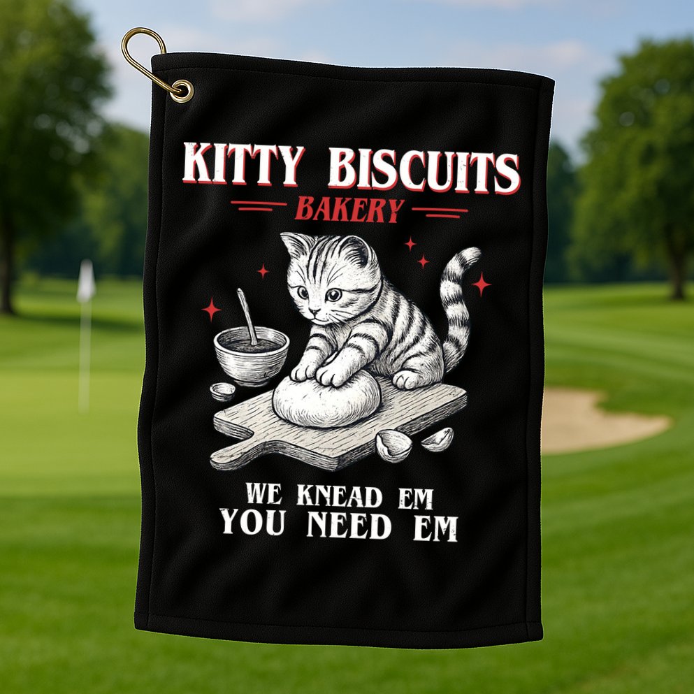 Kitty Biscuits We Knead Em You Need Em Cat Lover Baking Golf Towel