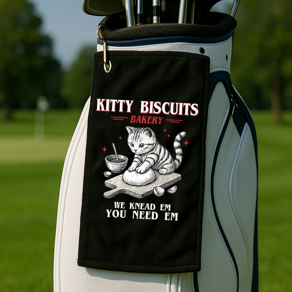 Kitty Biscuits We Knead Em You Need Em Cat Lover Baking Golf Towel