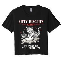 Kitty Biscuits We Knead Em You Need Em Cat Lover Baking Women's Crop Top Tee
