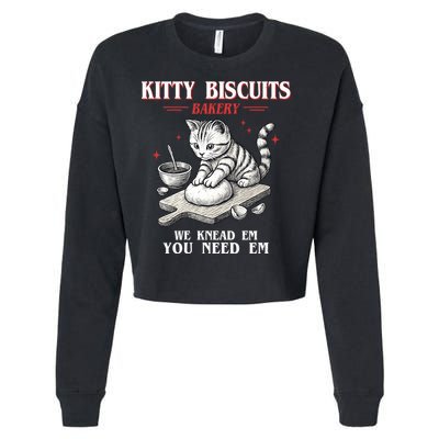 Kitty Biscuits We Knead Em You Need Em Cat Lover Baking Cropped Pullover Crew