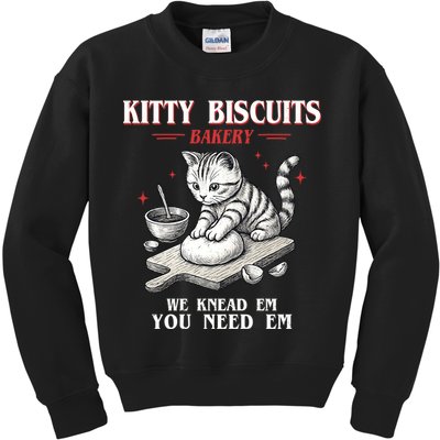 Kitty Biscuits We Knead Em You Need Em Cat Lover Baking Kids Sweatshirt