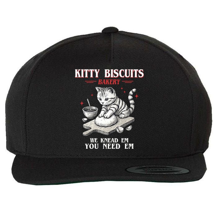 Kitty Biscuits We Knead Em You Need Em Cat Lover Baking Wool Snapback Cap
