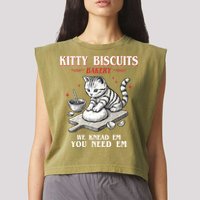 Kitty Biscuits We Knead Em You Need Em Cat Lover Baking Garment-Dyed Women's Muscle Tee