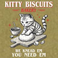 Kitty Biscuits We Knead Em You Need Em Cat Lover Baking Garment-Dyed Women's Muscle Tee