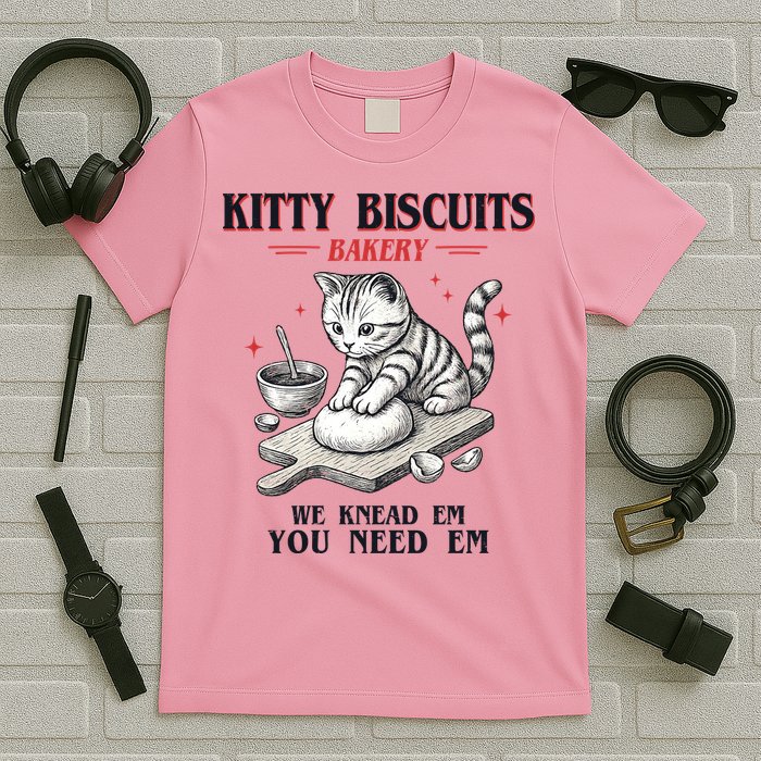 Kitty Biscuits We Knead Em You Need Em Cat Lover Baking T-Shirt
