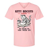 Kitty Biscuits We Knead Em You Need Em Cat Lover Baking V-Neck T-Shirt