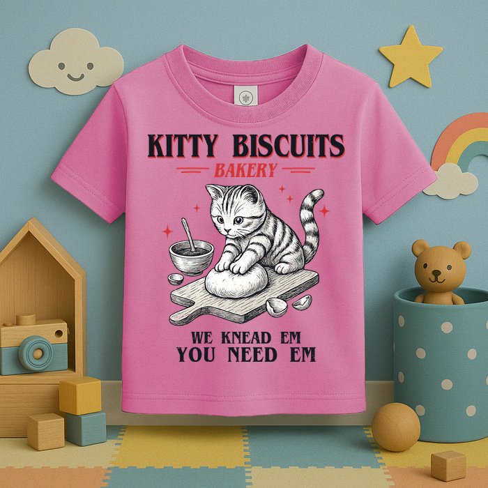 Kitty Biscuits We Knead Em You Need Em Cat Lover Baking Toddler T-Shirt