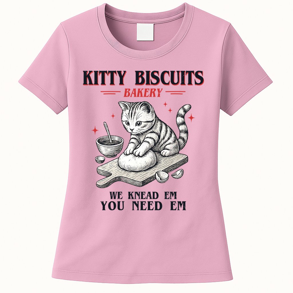 Kitty Biscuits We Knead Em You Need Em Cat Lover Baking Womens T-Shirt