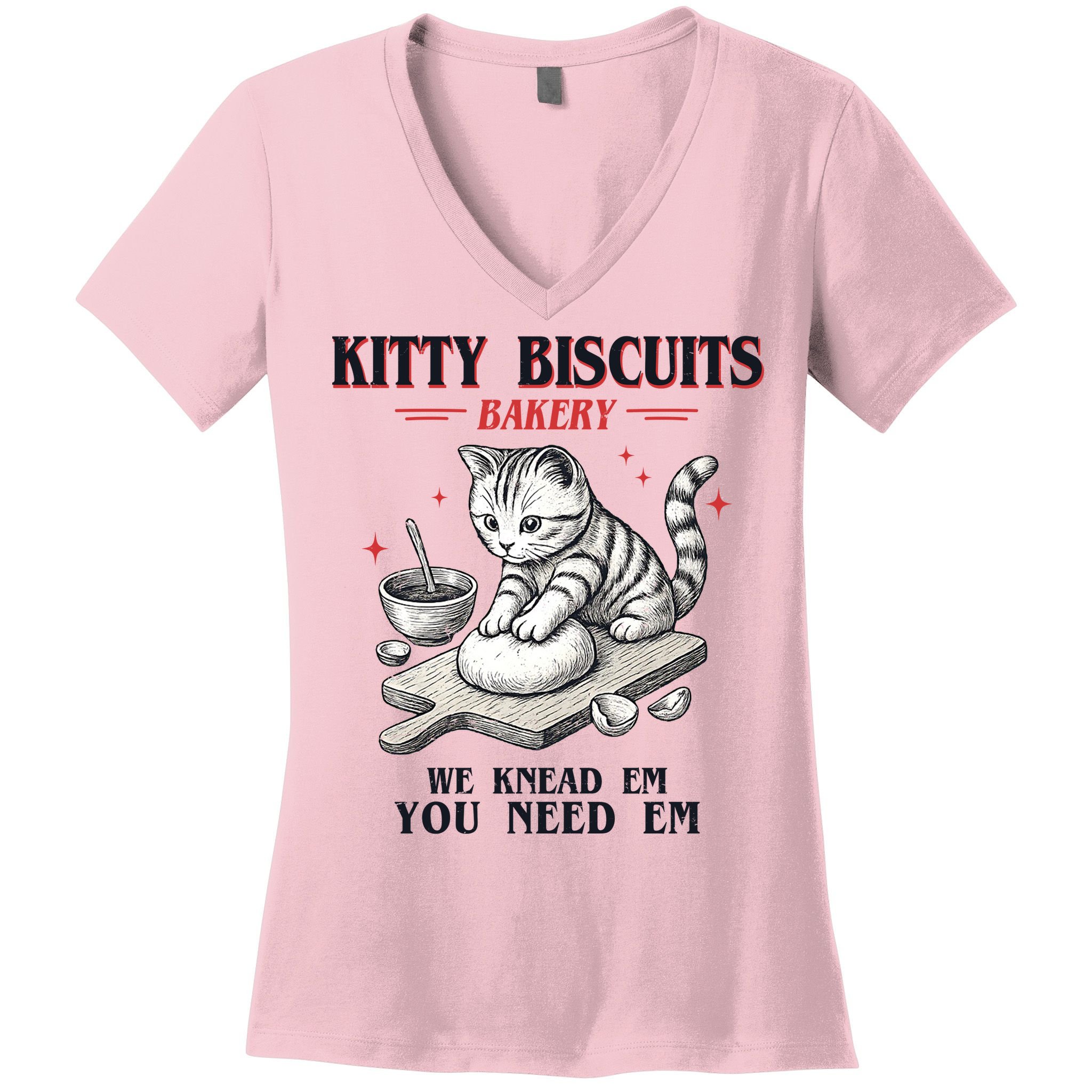 Kitty Biscuits We Knead Em You Need Em Cat Lover Baking Women's V-Neck T-Shirt