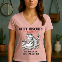 Kitty Biscuits We Knead Em You Need Em Cat Lover Baking Women's V-Neck T-Shirt