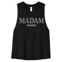 Kalani Brown Wearing Madam President Women's Racerback Cropped Tank