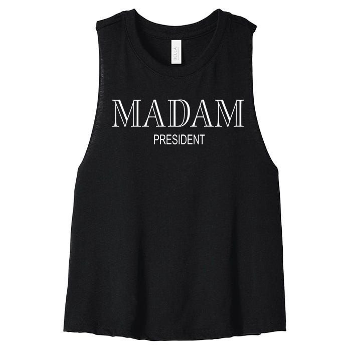 Kalani Brown Wearing Madam President Women's Racerback Cropped Tank