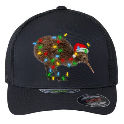 Kiwi Bird Xmas Lighting Holiday Santa Kiwi Christmas Flexfit Unipanel Trucker Cap