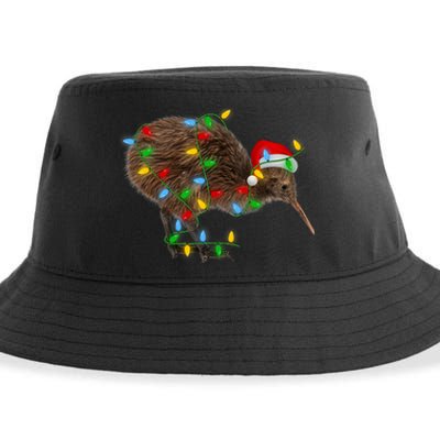 Kiwi Bird Xmas Lighting Holiday Santa Kiwi Christmas Sustainable Bucket Hat