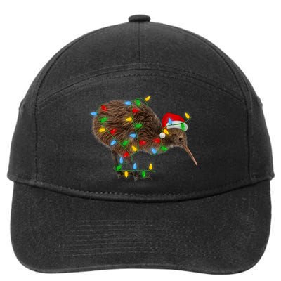 Kiwi Bird Xmas Lighting Holiday Santa Kiwi Christmas 7-Panel Snapback Hat