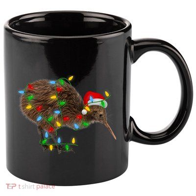 Kiwi Bird Xmas Lighting Holiday Santa Kiwi Christmas 11oz C Handle Ceramic Mug