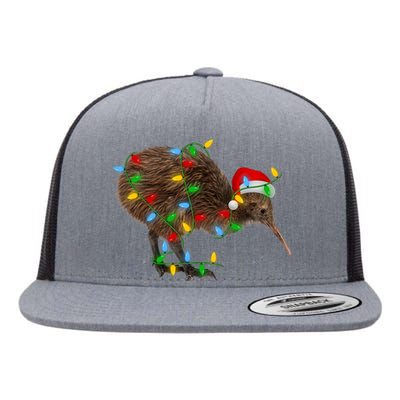 Kiwi Bird Xmas Lighting Holiday Santa Kiwi Christmas Flat Bill Trucker Hat