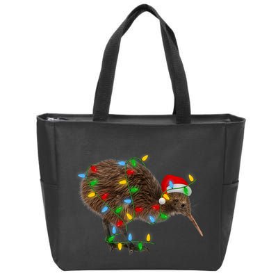 Kiwi Bird Xmas Lighting Holiday Santa Kiwi Christmas Zip Tote Bag