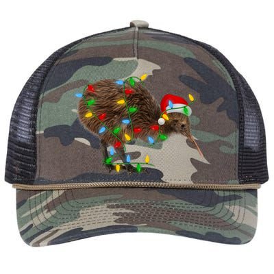 Kiwi Bird Xmas Lighting Holiday Santa Kiwi Christmas Retro Rope Trucker Hat Cap