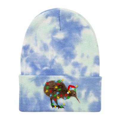 Kiwi Bird Xmas Lighting Holiday Santa Kiwi Christmas Tie Dye 12in Knit Beanie