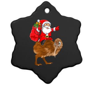 Kiwi Bird Xmas Squad Funny Santa Riding Kiwi Christmas Gift Ceramic Star Ornament