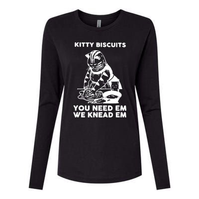 Kitty Biscuits You Need Em We Knead Em Funny Cat Womens Cotton Relaxed Long Sleeve T-Shirt