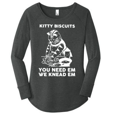 Kitty Biscuits You Need Em We Knead Em Funny Cat Women's Perfect Tri Tunic Long Sleeve Shirt