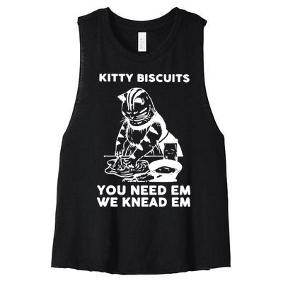 Kitty Biscuits You Need Em We Knead Em Funny Cat Women's Racerback Cropped Tank