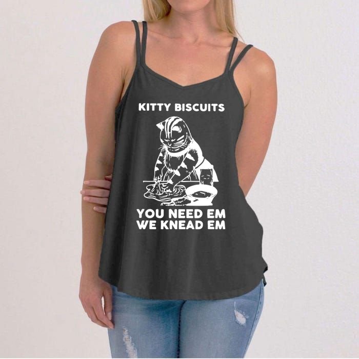 Kitty Biscuits You Need Em We Knead Em Funny Cat Women's Strappy Tank