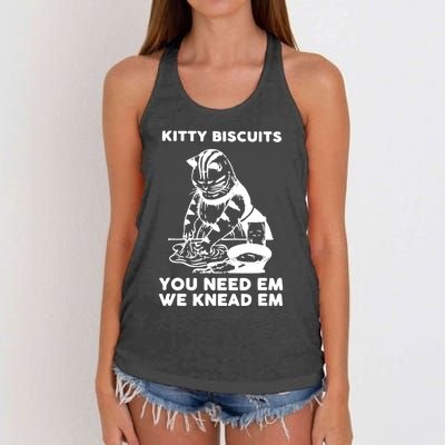 Kitty Biscuits You Need Em We Knead Em Funny Cat Women's Knotted Racerback Tank