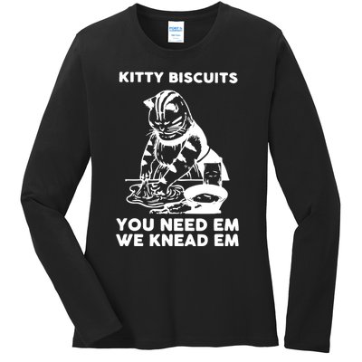 Kitty Biscuits You Need Em We Knead Em Funny Cat Ladies Long Sleeve Shirt