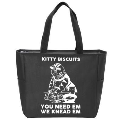 Kitty Biscuits You Need Em We Knead Em Funny Cat Zip Tote Bag