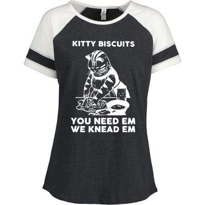 Kitty Biscuits You Need Em We Knead Em Funny Cat Enza Ladies Jersey Colorblock Tee