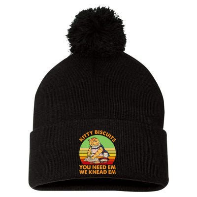 Kitty Biscuits You Need Em We Knead Em Vintage Pom Pom 12in Knit Beanie