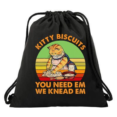 Kitty Biscuits You Need Em We Knead Em Vintage Drawstring Bag