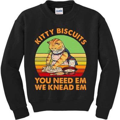 Kitty Biscuits You Need Em We Knead Em Vintage Kids Sweatshirt