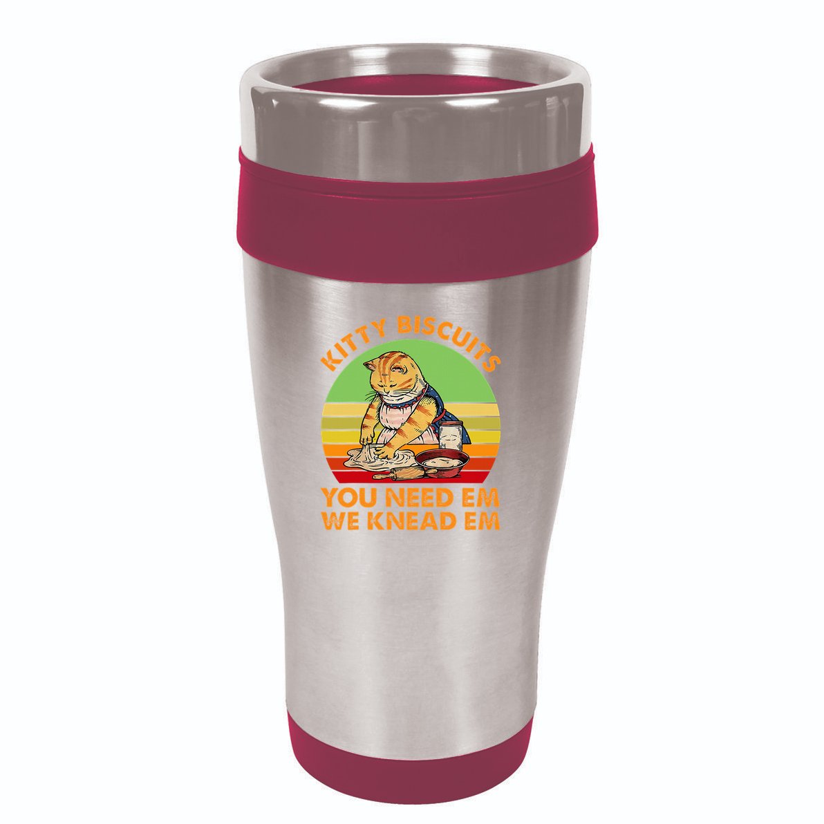 Kitty Biscuits You Need Em We Knead Em Vintage 16oz Travel Tumbler
