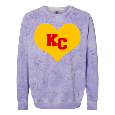 KC Football Heart Kansas City Fan Colorblast Crewneck Sweatshirt