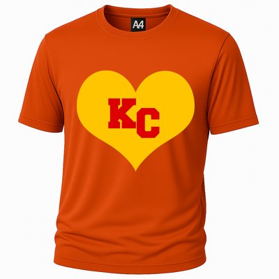 KC Football Heart Kansas City Fan Cooling Performance Crew T-Shirt