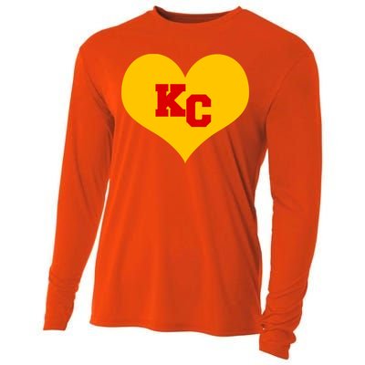 KC Football Heart Kansas City Fan Cooling Performance Long Sleeve Crew