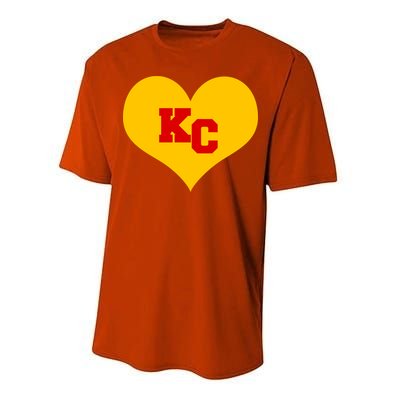 KC Football Heart Kansas City Fan Performance Sprint T-Shirt