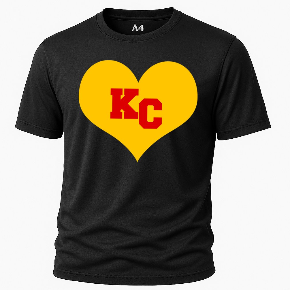 KC Football Heart Kansas City Fan Cooling Performance Crew T-Shirt