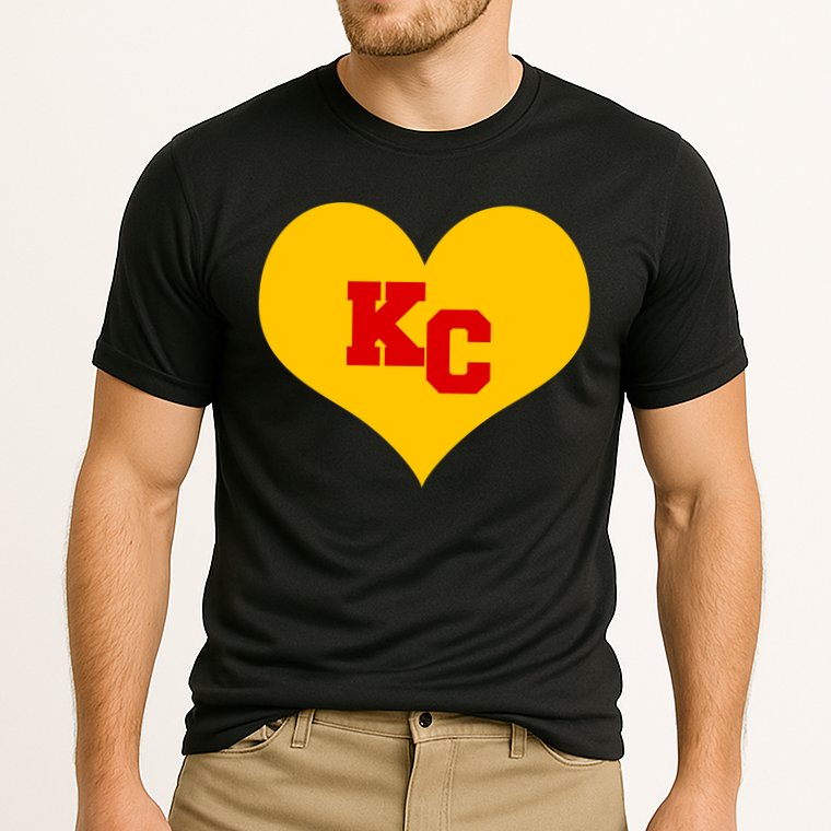 KC Football Heart Kansas City Fan Cooling Performance Crew T-Shirt