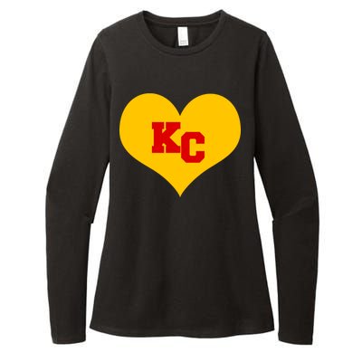 KC Football Heart Kansas City Fan Womens CVC Long Sleeve Shirt