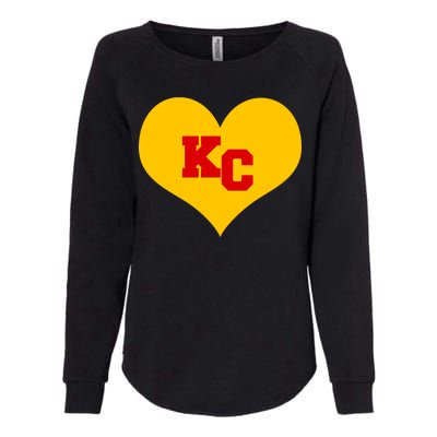 KC Football Heart Kansas City Fan Womens California Wash Sweatshirt