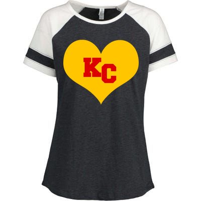 KC Football Heart Kansas City Fan Enza Ladies Jersey Colorblock Tee