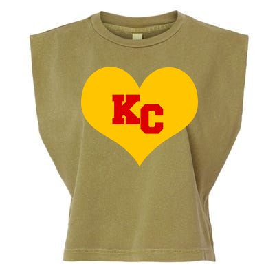 KC Football Heart Kansas City Fan Garment-Dyed Women's Muscle Tee