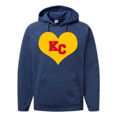 KC Football Heart Kansas City Fan Performance Fleece Hoodie