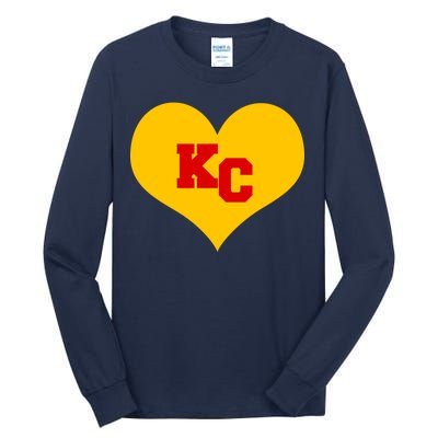 KC Football Heart Kansas City Fan Tall Long Sleeve T-Shirt