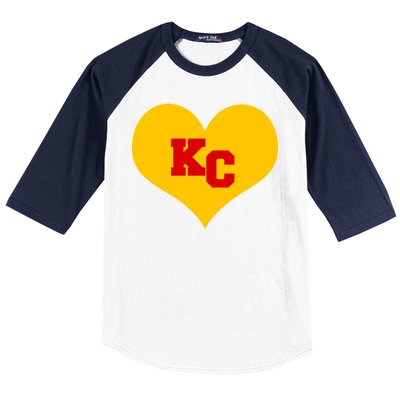 KC Football Heart Kansas City Fan Baseball Sleeve Shirt